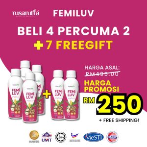 PROMOSI Femiluv - Pakej 4 Botol PERCUMA 1 + 6 FREEGIFT